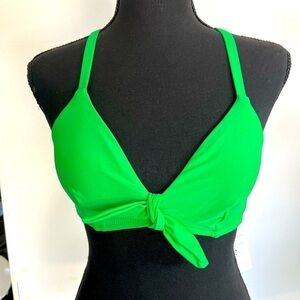 Cupshe Bikini Top size XS Green Knot Tie Front (Top Only) New with Tags